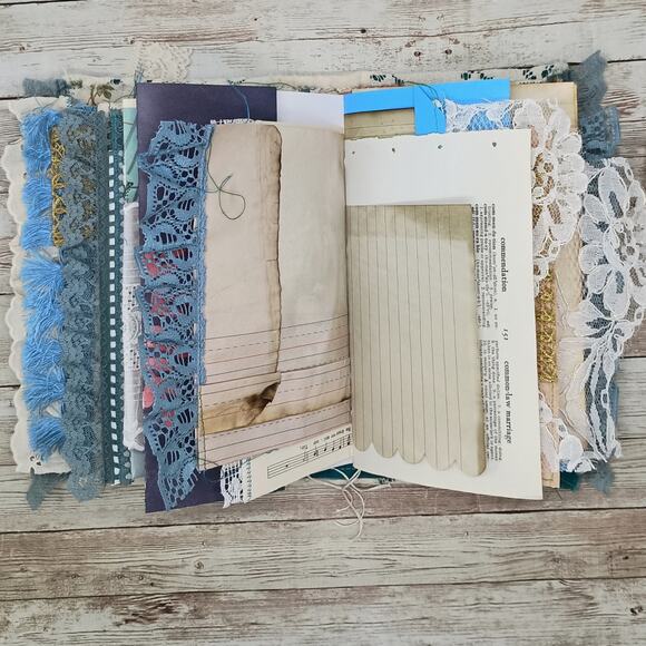 Turquoise Embellished Junk Journal: Flowers, Birds, Butterflies (Seize the Day) - Picture 15 of 16